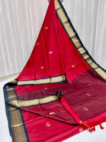 Load image into Gallery viewer, Cotton Silk Saree - Red x Black
