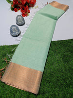 Load image into Gallery viewer, Soft Cotton Tissue Saree - Mint
