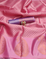 Load image into Gallery viewer, Banarasi , Kora Muslin Saree - Pink x Lavender (copper zari)
