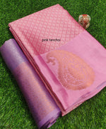 Load image into Gallery viewer, Banarasi , Kora Muslin Saree - Pink x Lavender (copper zari)
