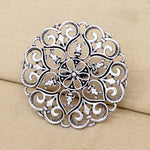 Load image into Gallery viewer, Mandala Flower Statement Ring - Oxidised Silver

