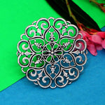 Load image into Gallery viewer, Mandala Flower Statement Ring - Oxidised Silver
