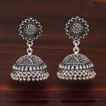 Load image into Gallery viewer, Oxidised Silver Jhumkas - Sun Chakra
