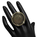 Load image into Gallery viewer, Mandala Ring - Oxidised Gold
