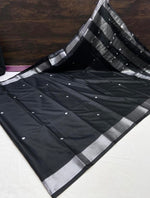 Load image into Gallery viewer, Cotton Silk Saree - Black x Silver
