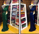 Load image into Gallery viewer, SATIN SAREE - Blue &amp; Green
