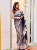 Load image into Gallery viewer, Semi Silk Saree - Grey
