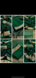 Load image into Gallery viewer, Chiffon Saree - Pine Green
