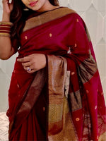 Load image into Gallery viewer, Maheswari Silk Cotton Saree - Maroon
