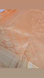 Load image into Gallery viewer, Peachy - Pure Kanjivaram Silk Saree with White Gold Zari
