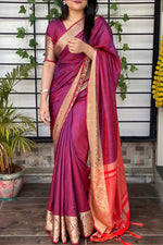 Load image into Gallery viewer, Sana Silk Saree - Magenta
